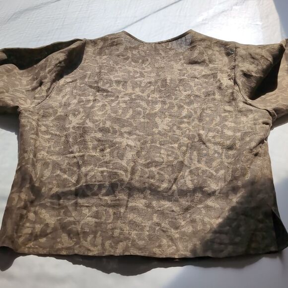 Maiwa Studio 100 Linen  Floral wrap Cropped Top S - Picture 14 of 16